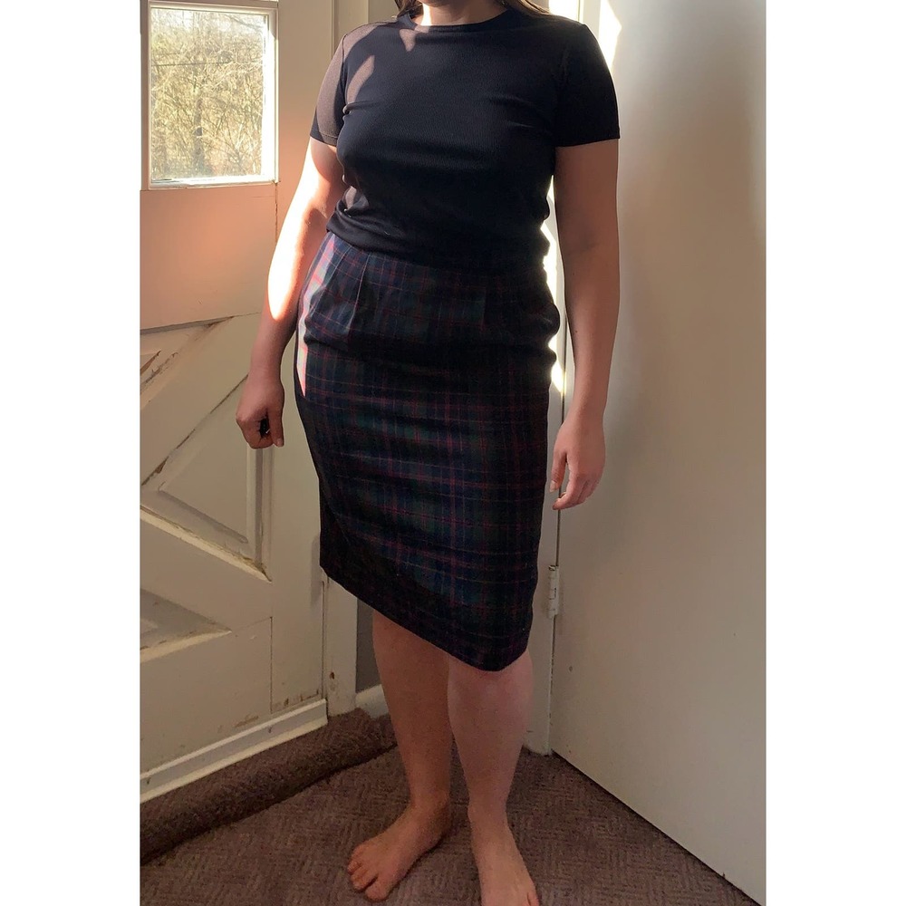JH Collectibles Plaid Pencil Skirt 100% Wool